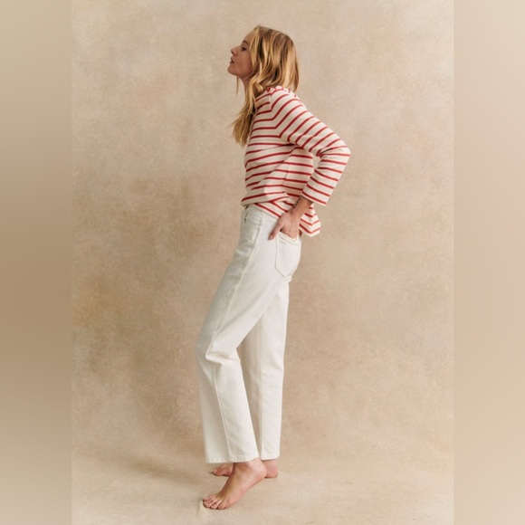 Sézane Colette Mariniere, Size M in Ecru/Coral (looks red) - Picture 2 of 6